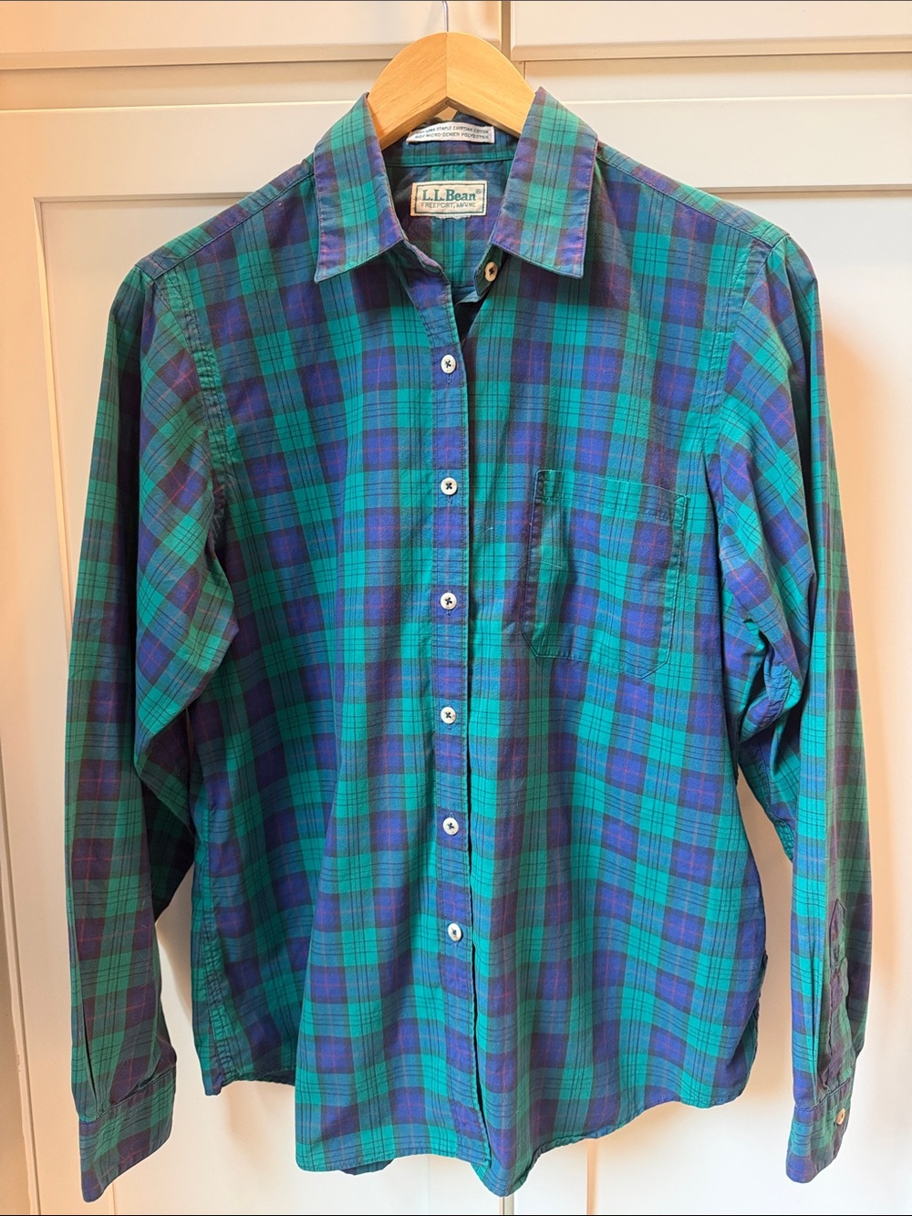L.L. Bean Vintage Women’s Green & Blue Plaid Button-down Shirt